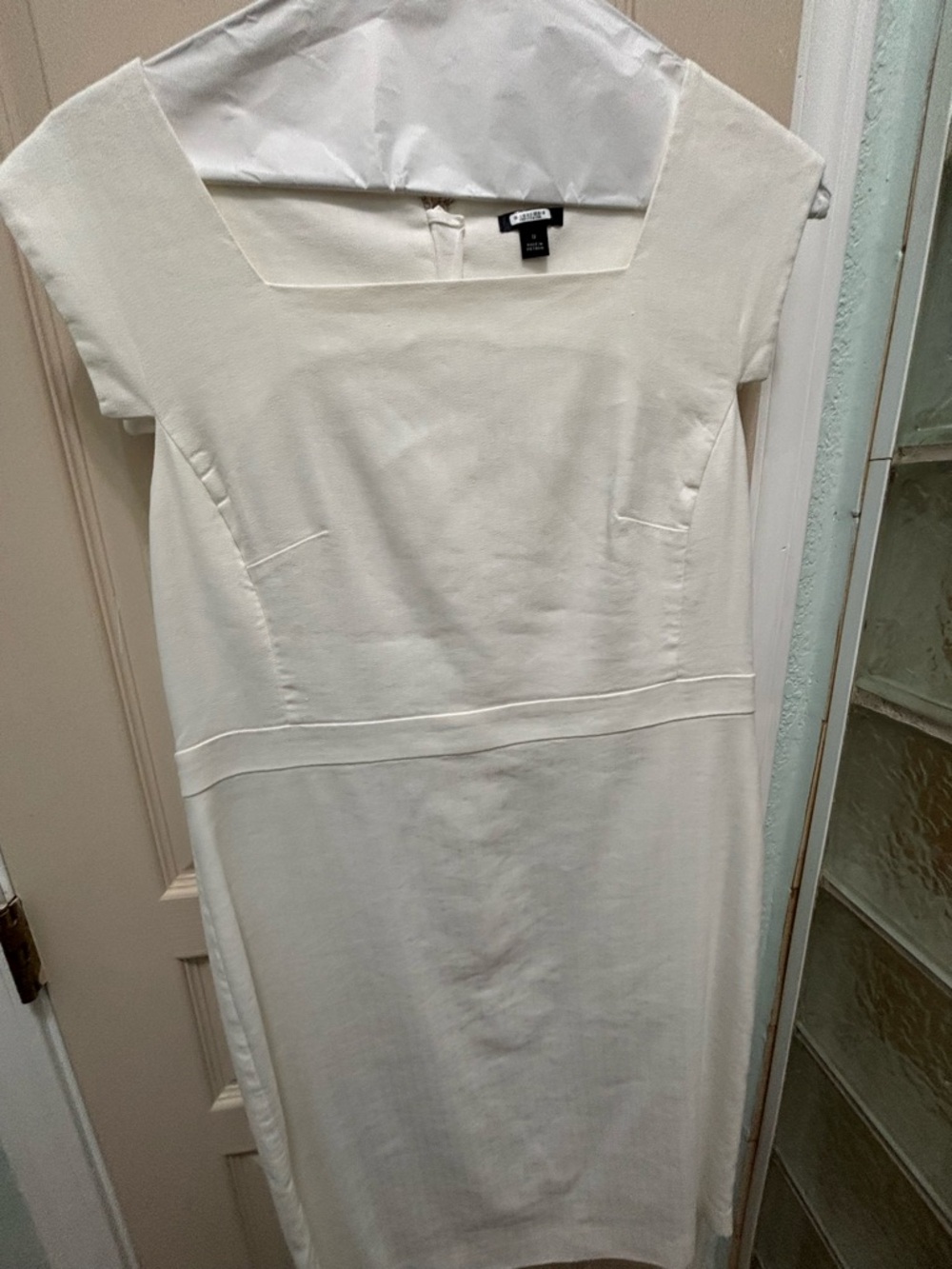 Ann Taylor White Square-Neck Sheath Dress Size 12